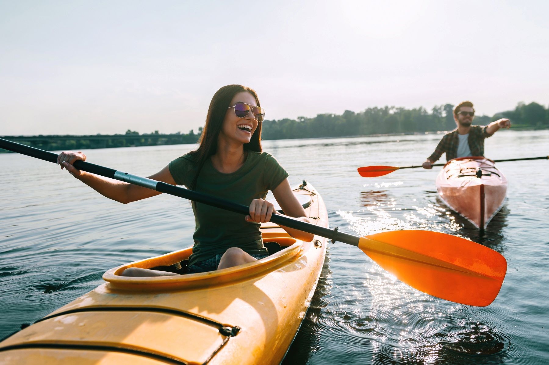 Couple kayaking on the water.